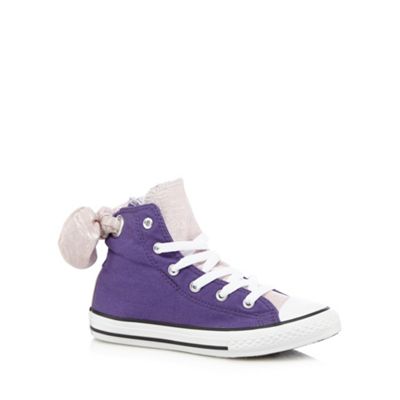 Converse Girls' purple glitter bow 'All Star' trainers